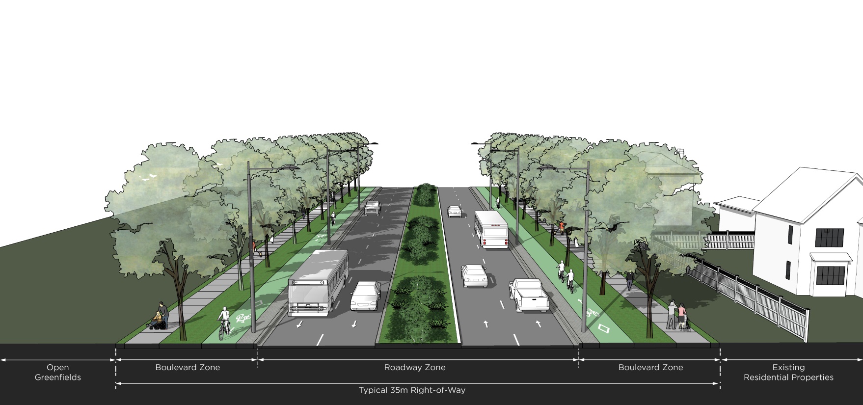 Rendering A – South of Brinwood Gate (Looking North)